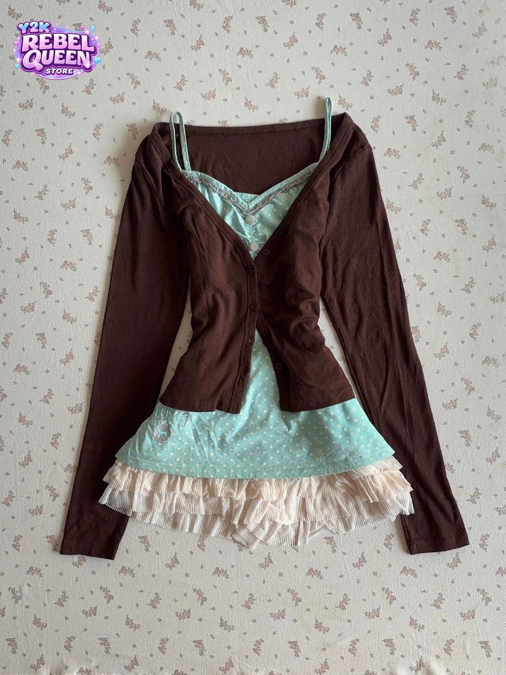 Elastic Lace Trim - Conjunto de Vestido Camisola Coqueta Vintage