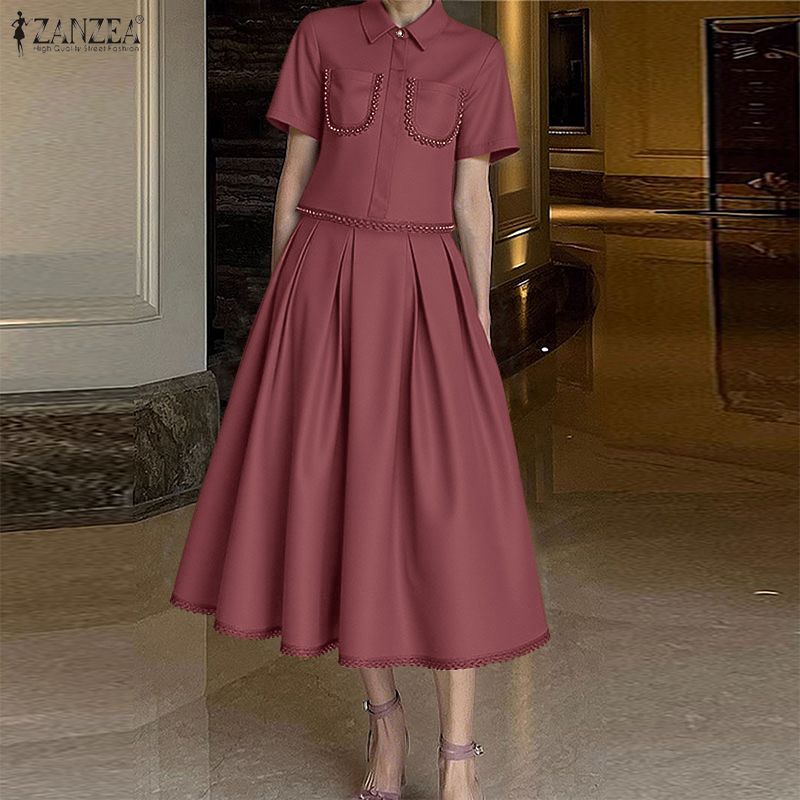 ZANZEA Trajes de Falda Elegant - Elastic Lace Trim reseña y precio