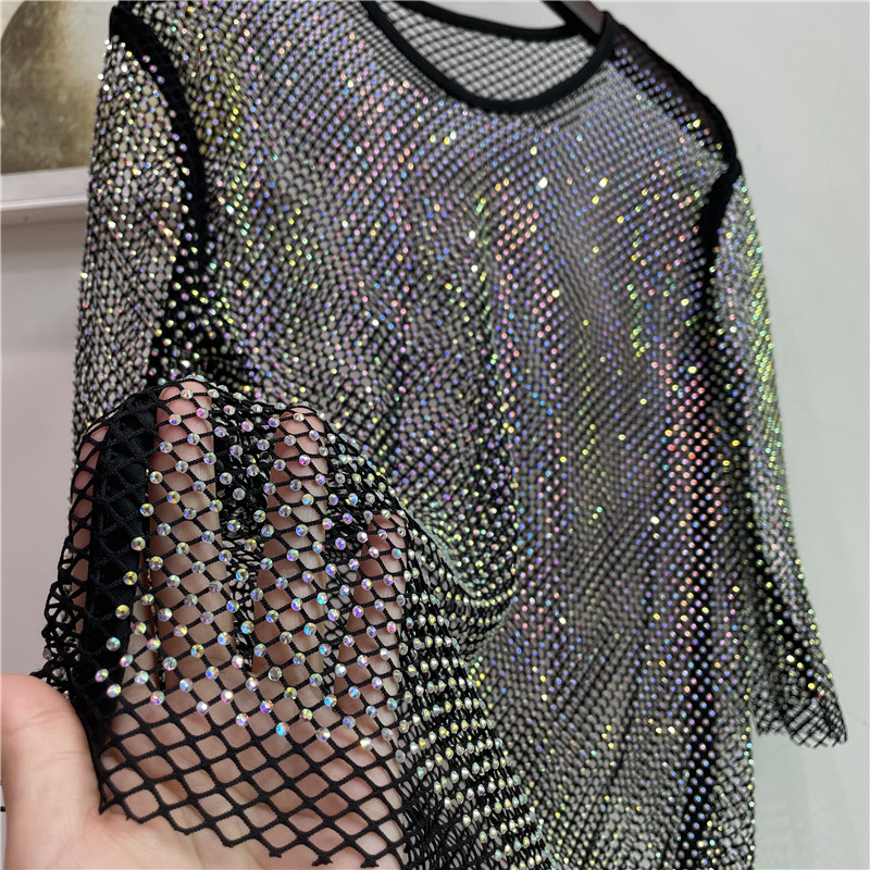 ColorShiny Diamonds-Camiseta b - Crystal Mesh Fabric reseña y precio