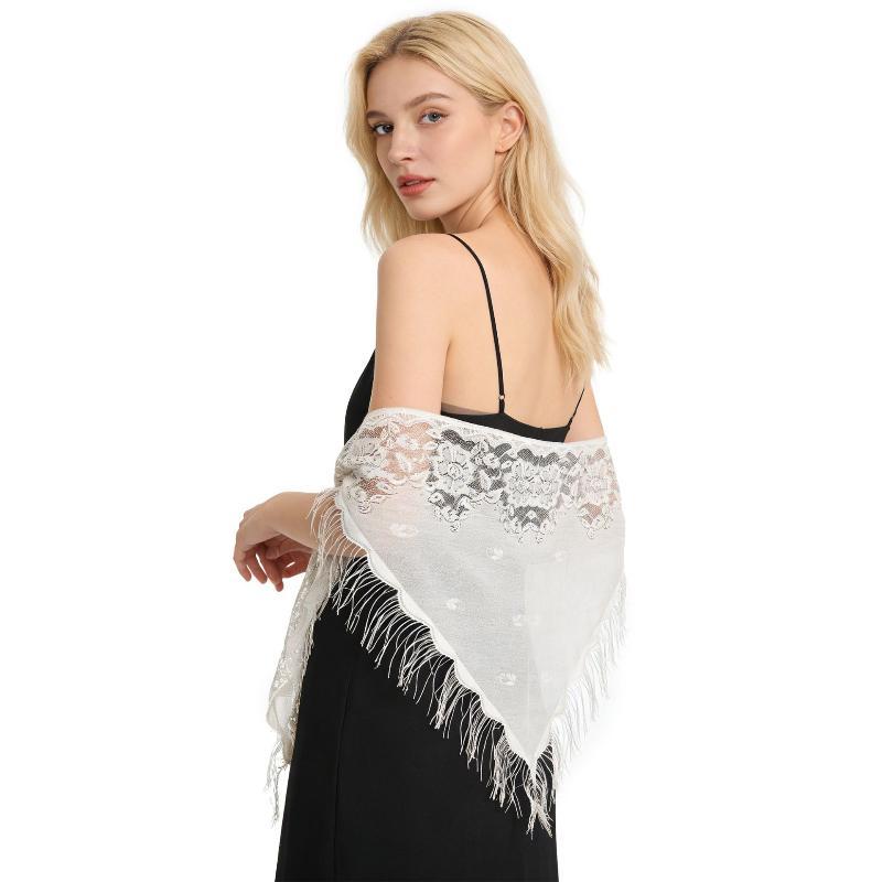 Chal de encaje floral transpar - Tassel Fringe Trim reseña y precio