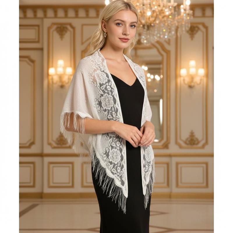 Chal de encaje floral transpar - Tassel Fringe Trim reseña y precio