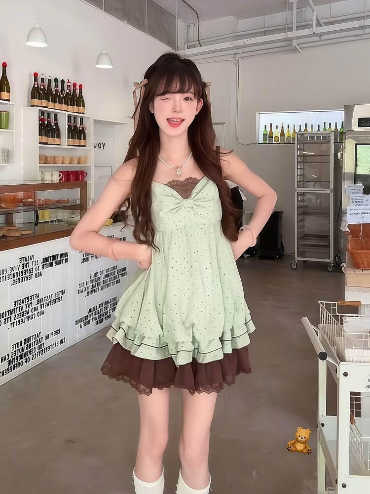 Vestido Mini Coqueta Coreano c - Elastic Lace Trim reseña y precio